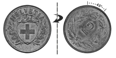 2 Rappen 1930, 45° verdreht