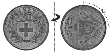 2 Rappen 1900, 90° verdreht