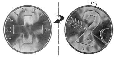 2 Rappen 1958, 15° verdreht