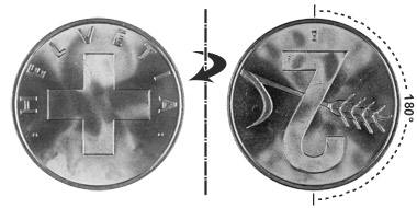 2 Rappen 1948, 180° verdreht
