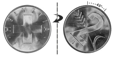 2 Rappen 1948, 45° verdreht