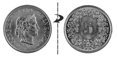5 centimes 1925, Position normale